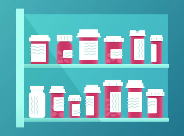 Prescription medicine bottles for health care.