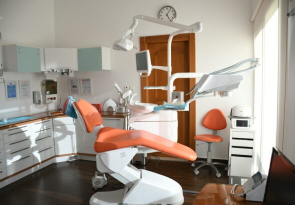 red and white massage chair